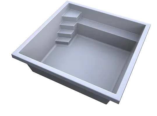 Cube: Piscine coque carrée de moins de 10 m²  idéale pour les petits espaces installée à Toulon 83
