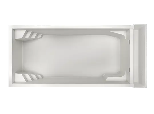 Piscine coque modèle PLATINIUM 8 : piscine coque avec volet immergé aux formes contemporaines avec coffre à volet pour une sécurité optimisée dans le Var