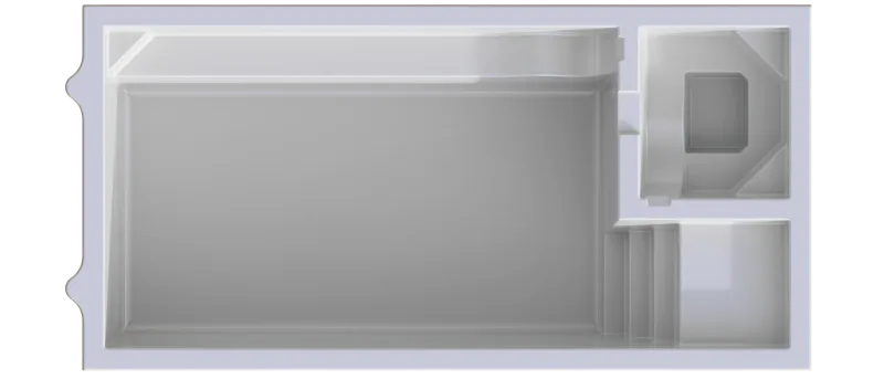 Modèle Manhattan: piscine rectangulaire avec spa à débordement intégré et plage immergée