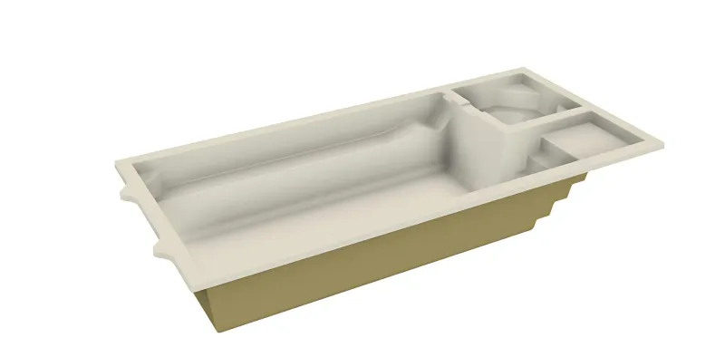 Modèle Manhattan: piscine rectangulaire avec spa à débordement intégré et plage immergée